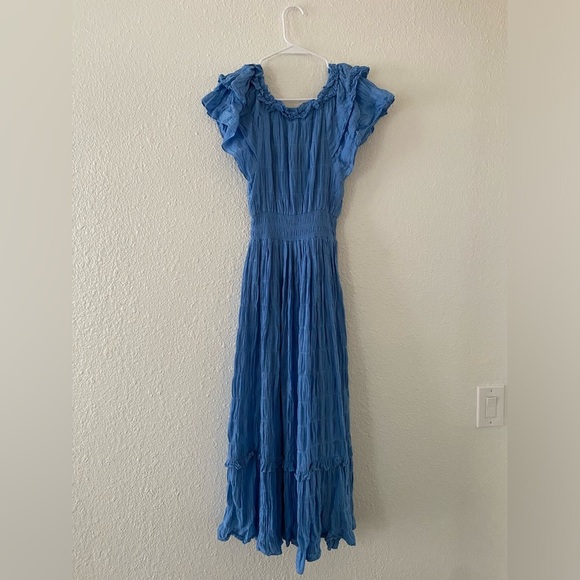 Cleobella Santana Ankle Dress Sky Blue Ruffled Dress - Picture 8 of 10